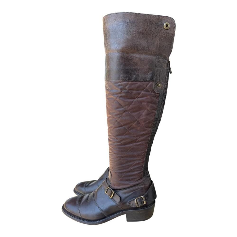 Belstaff Trailmaster 55 Leather Waxed Cotton Knee High Boot Women size 38 US 7 - Picture 3 of 11